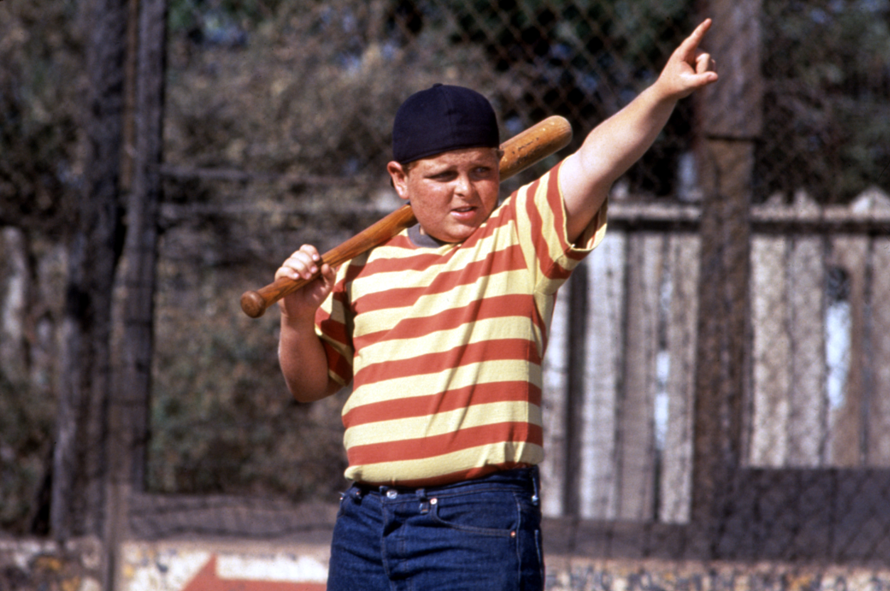 Patrick Renna holding a baseball bat in a scene from "The Sandlot"