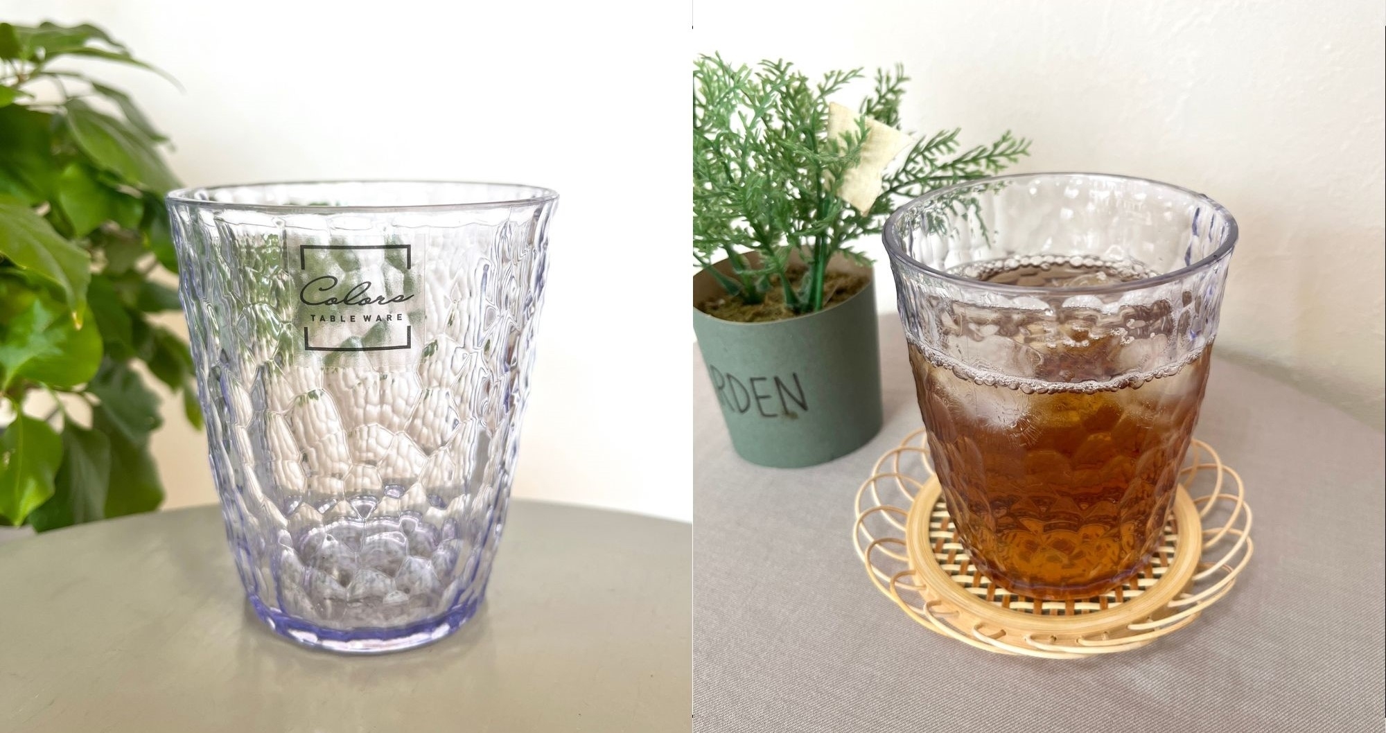 DAISO（ダイソー）のおすすめ食器「石目調コップ（カラフル、320mL）」