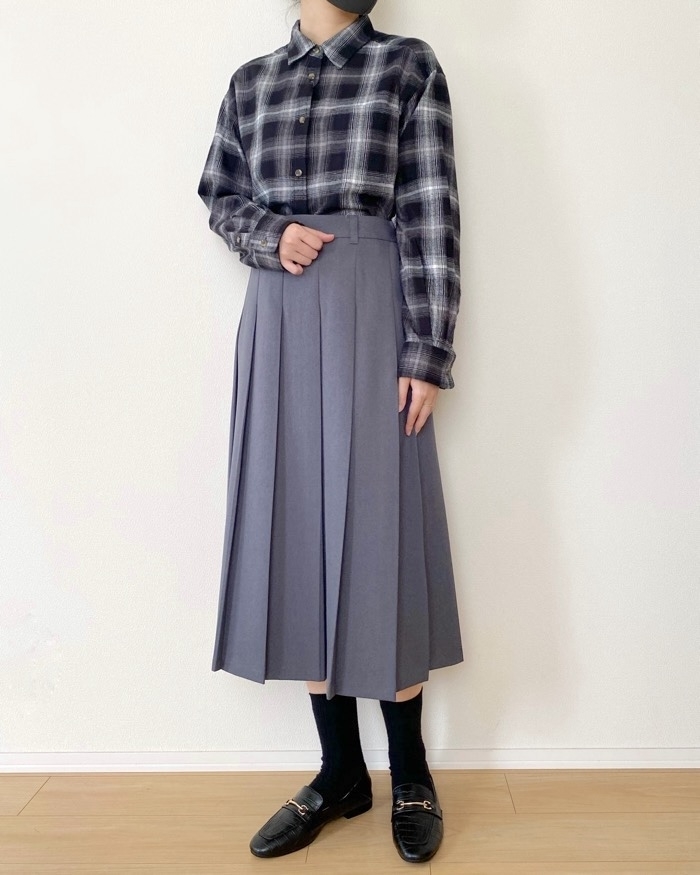 GU（ジーユー）のおすすめファッションアイテム「フランネルショートシャツ」のコーディネート