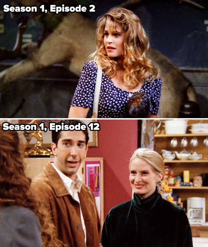 Top image: Anita Barone as Carol in &quot;Friends.&quot; Bottom image: Jane Sibbett in a scene with David Schwimmer in &quot;Friends&quot;