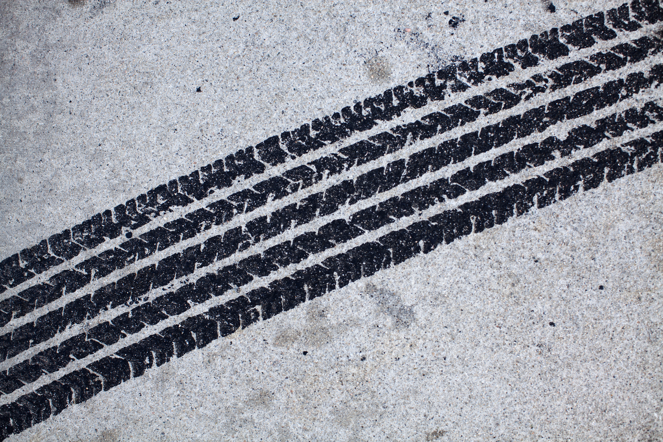 Close-up of tire skid marks on pavement