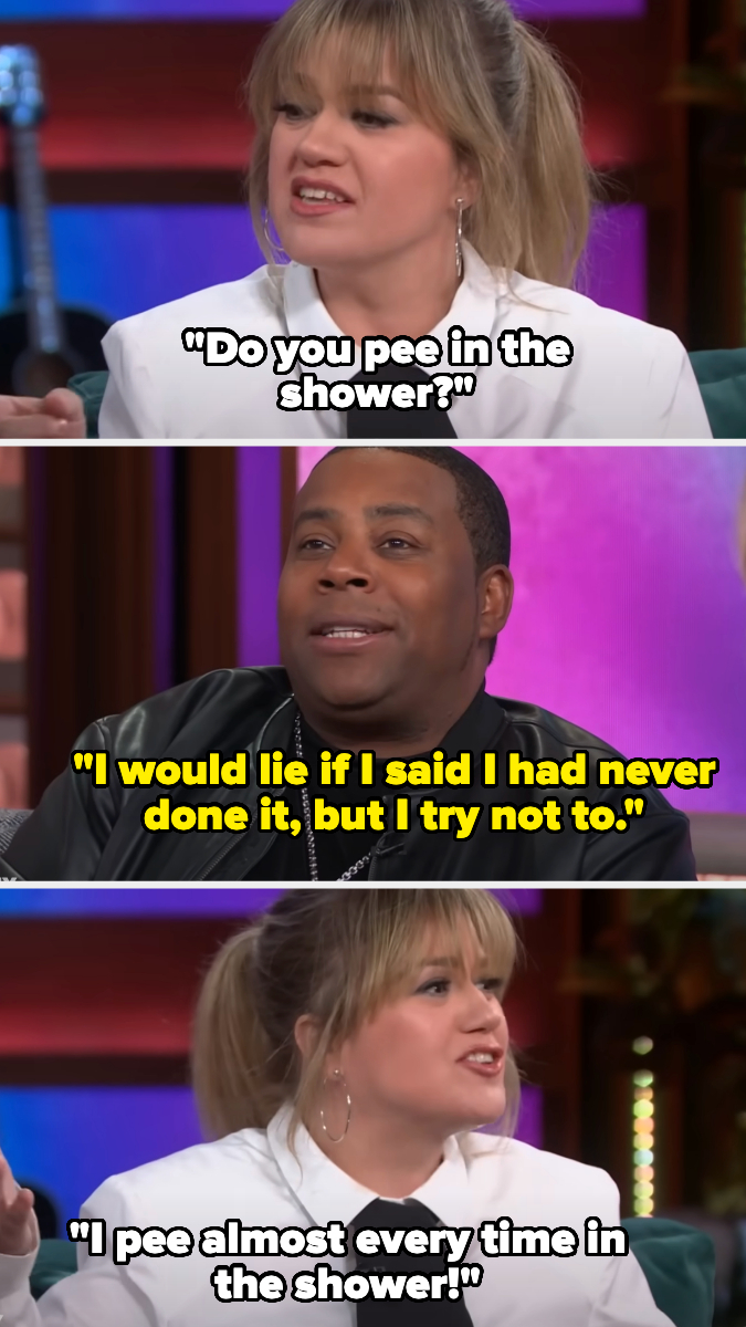 Kelly Clarkson and Kenan Thompson discuss shower habits on "The Kelly Clarkson Show." Kenan admits he tries not to, and Kelly confesses she does almost every time