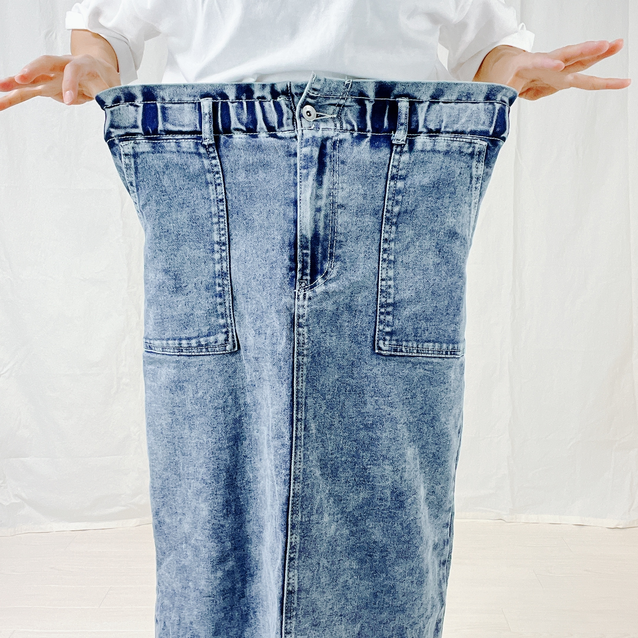 しまむらのオススメのスカート「デニムBツキナローSK」