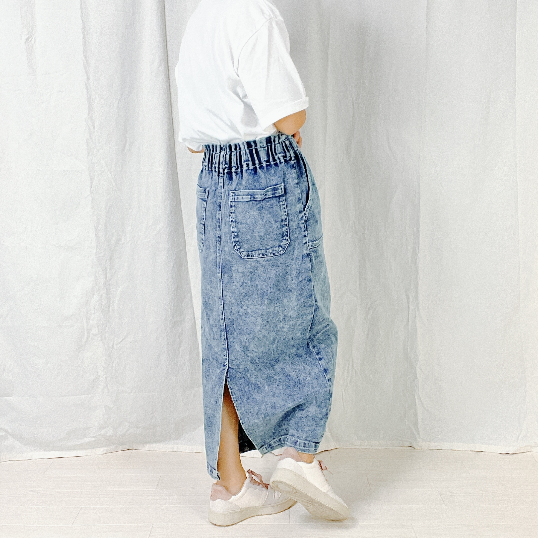 しまむらのオススメのスカート「デニムBツキナローSK」