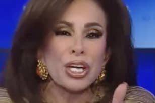 Jeanine Pirro gesturing while speaking on Fox News with the overlaid headline "Taylor Swift Endorses Kamala Harris.”
