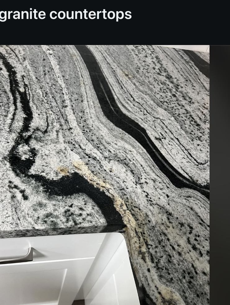 Reddit post titled "Removing stain from granite countertops" showing a close-up of a granite countertop with a stain