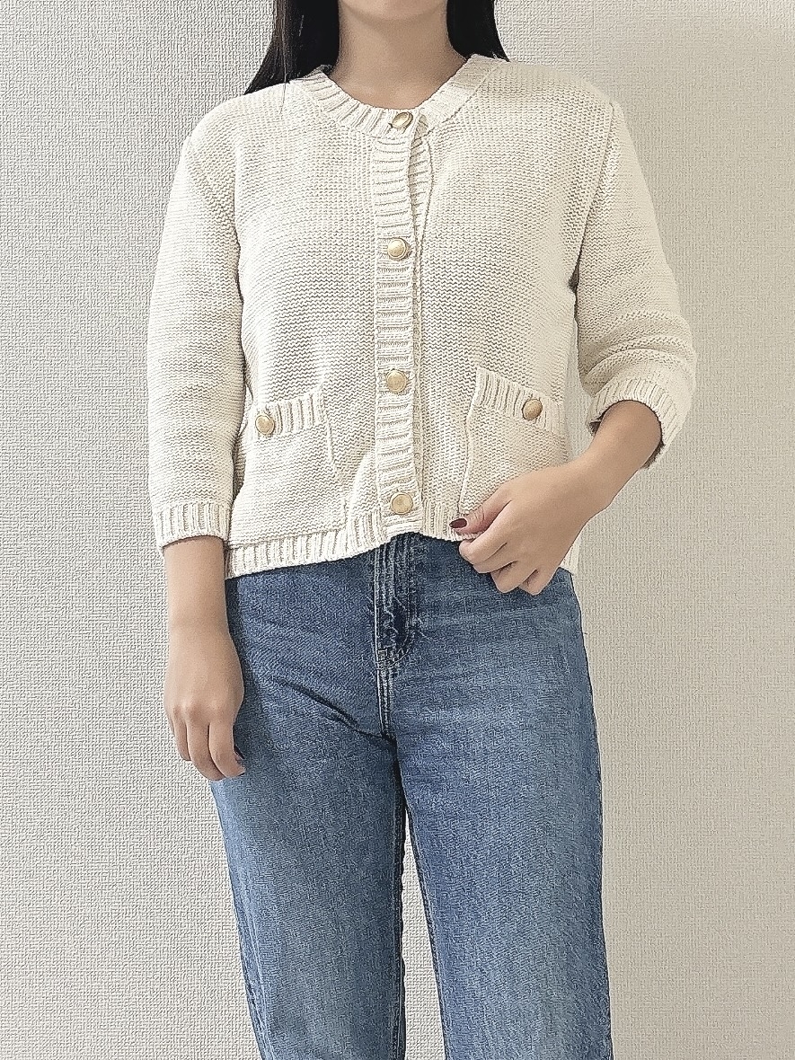 ZARA 寒 ビーズ&刺繍半袖カーディガン