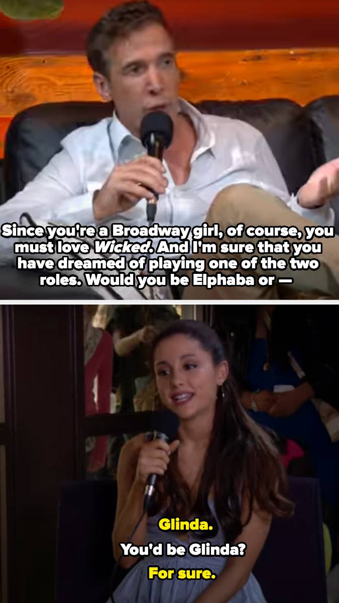 Ariana Grande tells an interviewer that she'd "for sure" play Glinda in Wicked