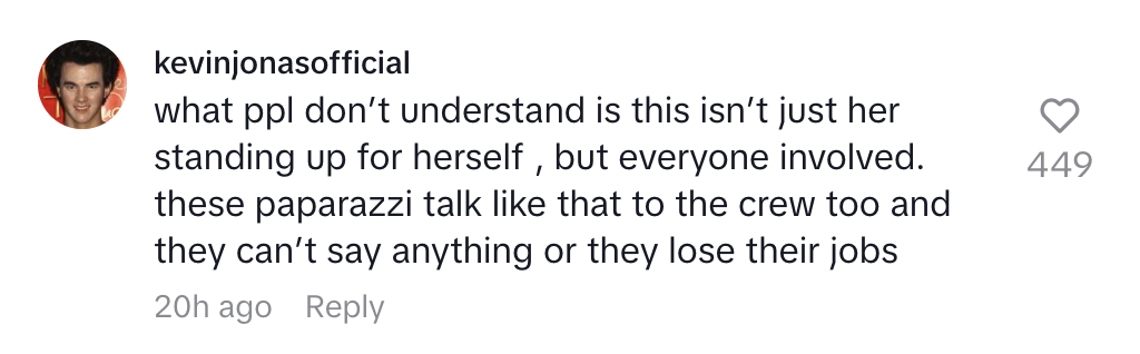 Kevin Jonas posted about the importance of standing up for oneself and others against paparazzi, noting their disrespectful behavior towards crew members