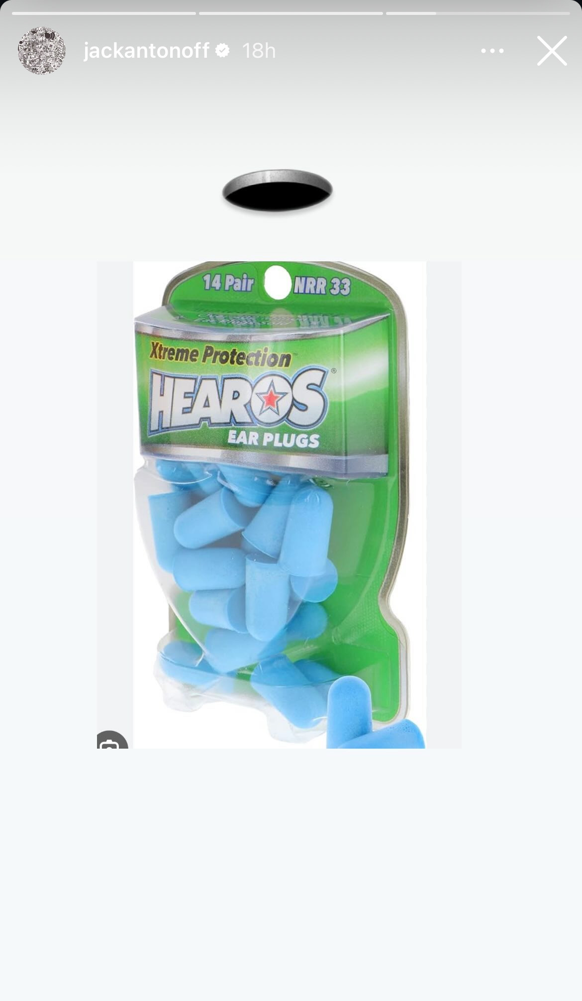 An image of a Hearos Xtreme Protection Ear Plugs 14-pair pack shared on Jack Antonoff's social media