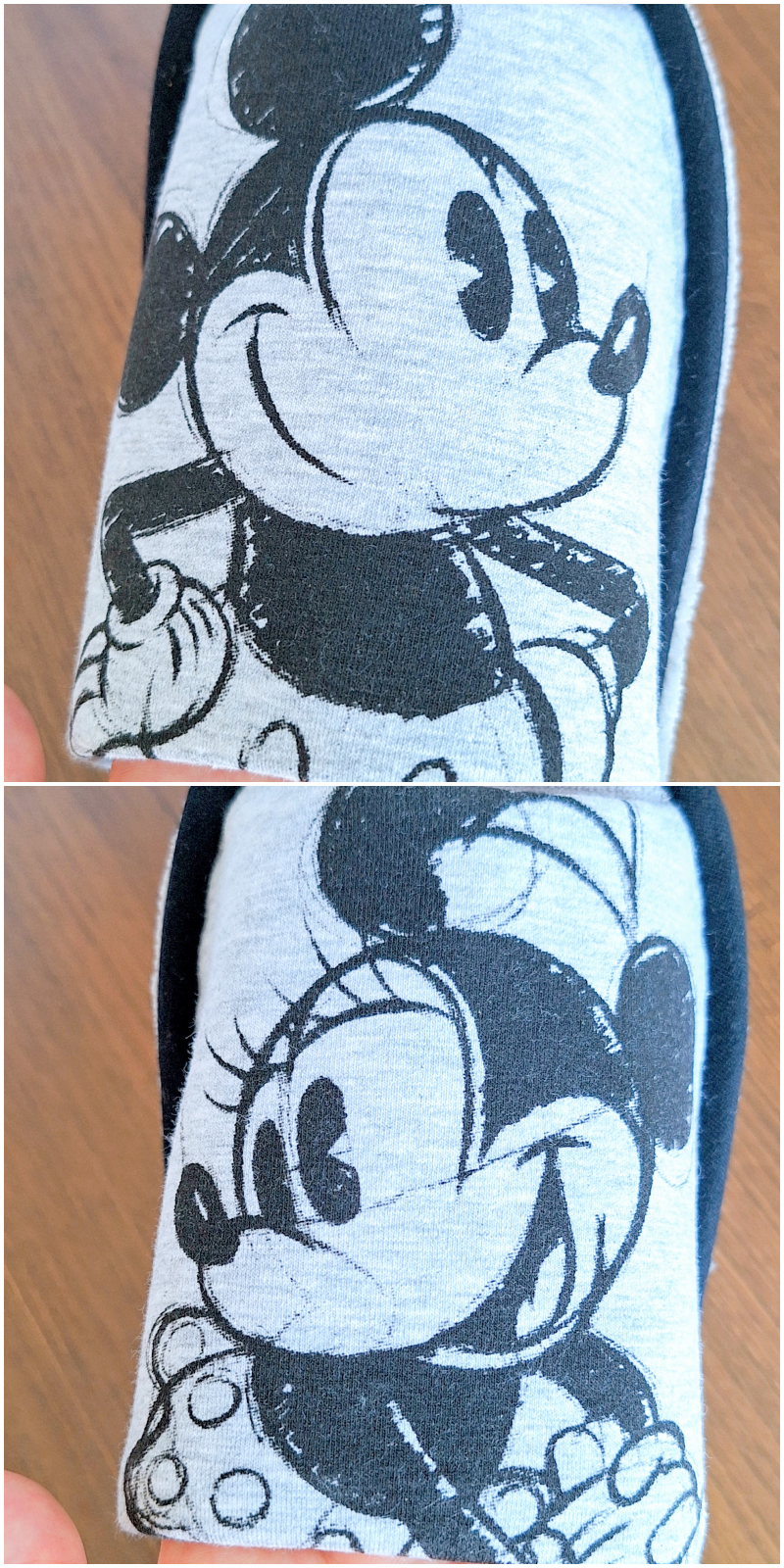 カインズのおすすめ雑貨「掃除もできるスリッパ ミッキー＆ミニー グレー」