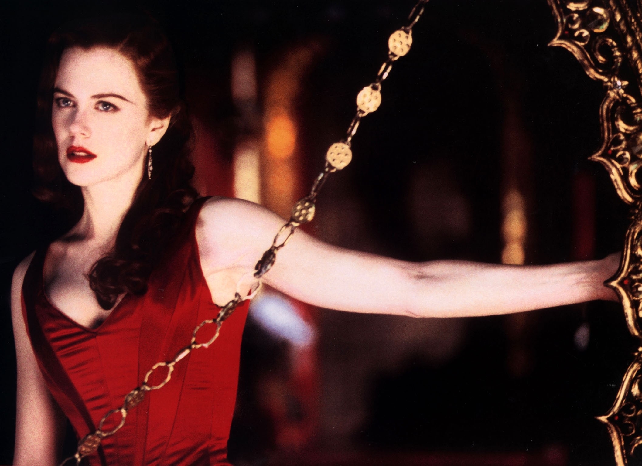 Nicole Kidman in a red corset in "Moulin Rouge!"