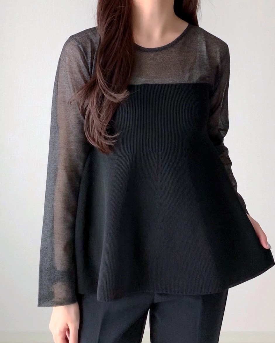 しまむらのおすすめアイテム「シアーペプラムニットPO」