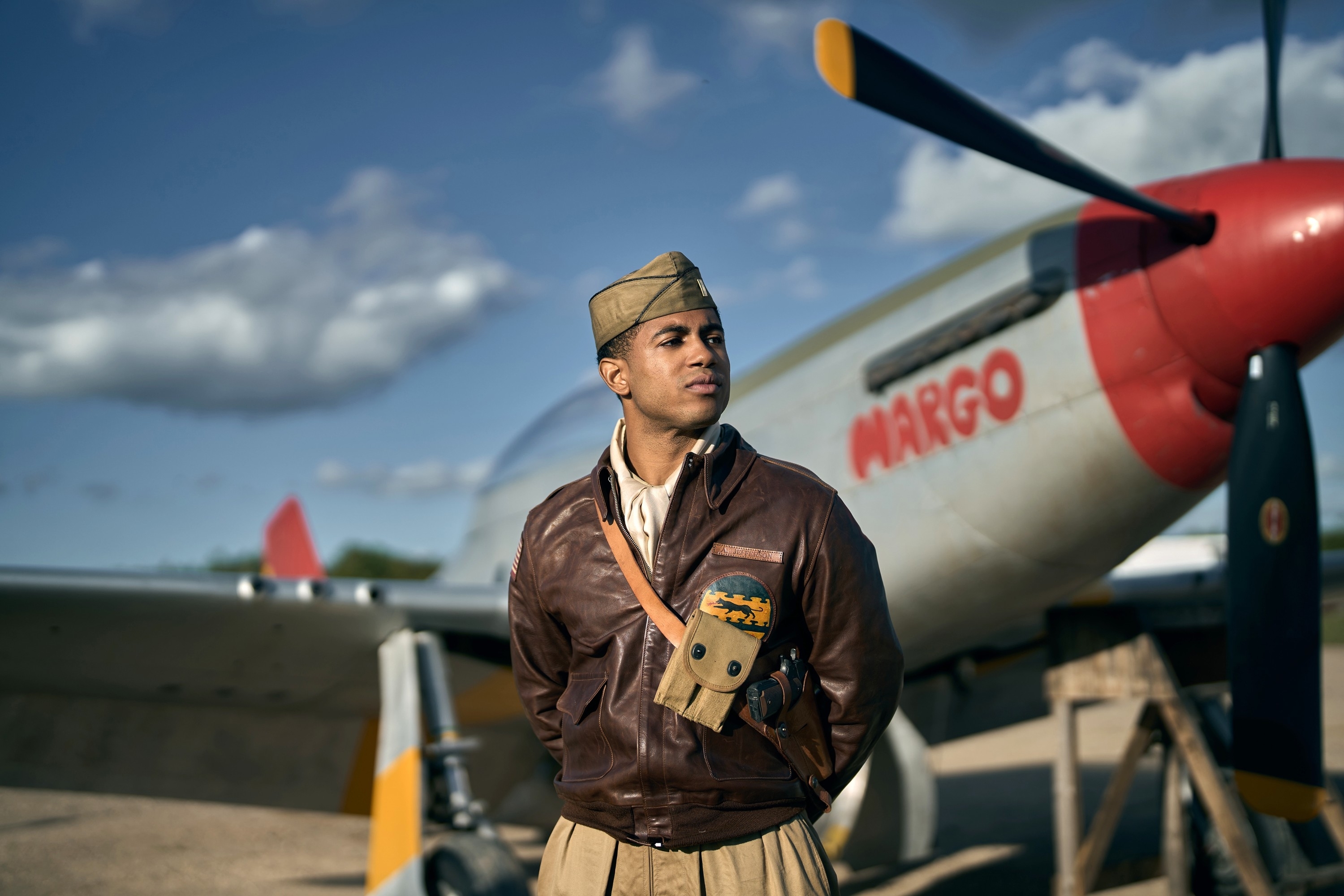 Branden Cook dressed as a pilot in "Masters of the Air"
