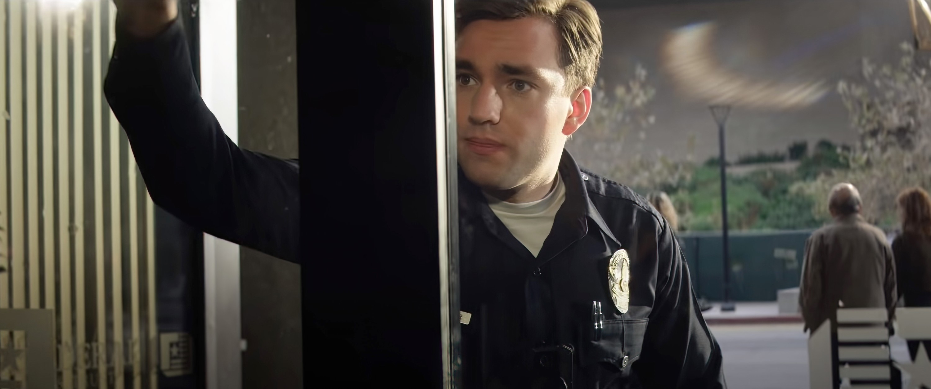 Jackson White dressed as an officer in "Ambulance"