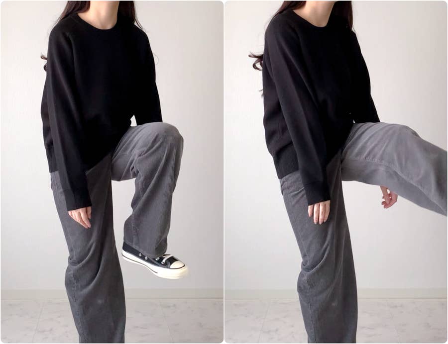 コーデュロイのクロップド丈バギーパンツ GUの「新作パンツ」シルエットが美しくて感動…!ゆったり楽ちん