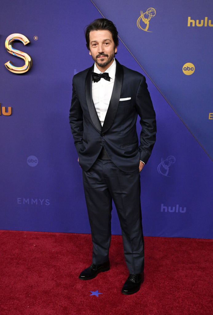 Diego Luna in a classic tuxedo on the red carpet at the Emmy Awards