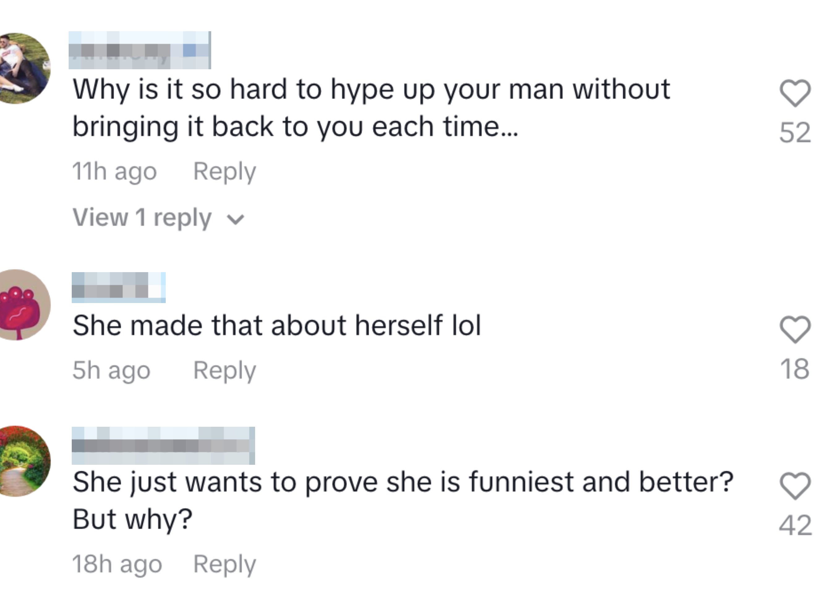 Three comments are shown. One asks why it&#x27;s hard to hype up a man without self-inserting. Two more critique, stating that Rita made the interview about herself