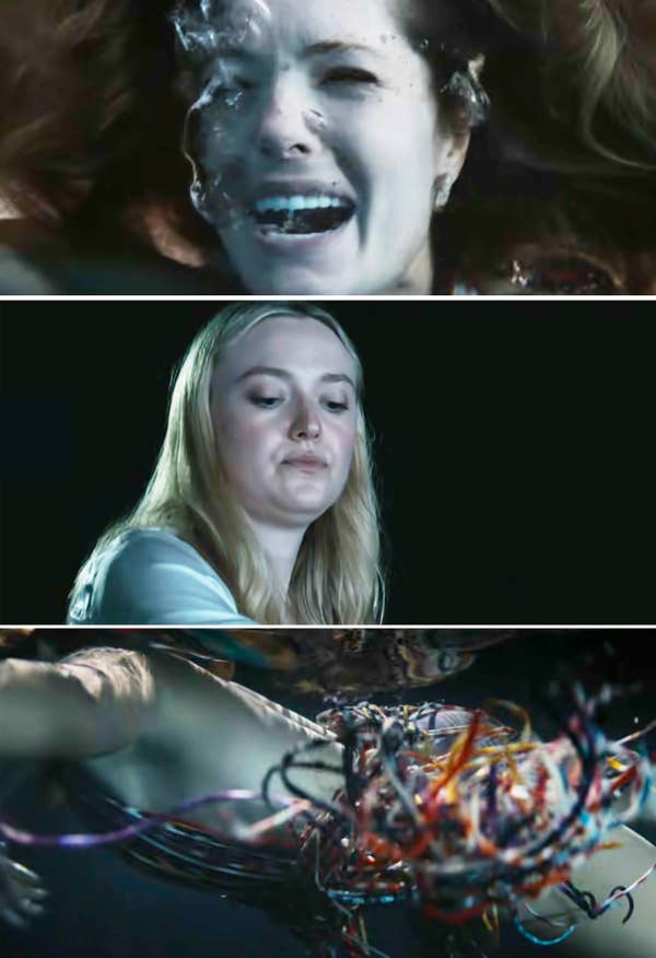 A scene from &quot;The Perfect Couple&quot; where Abby holds Merritt&#x27;s head underwater, while Merrit screams