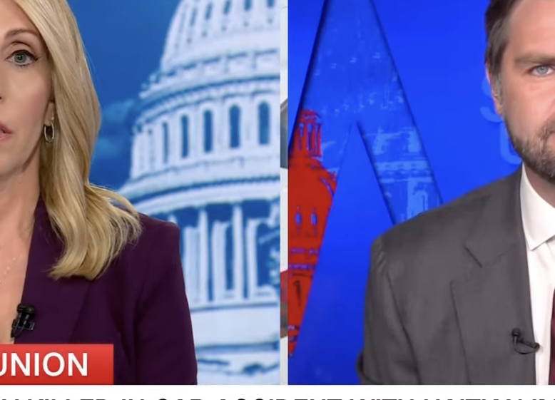 CNN news segment with Dana Bash interviewing J.D. Vance. The headline reads, "Father of Ohio boy killed in car accident with Haitian immigrant calls on Vance to stop using son's death for 'political gain'."
