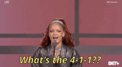 Rihanna saying what's the 411 gif screenshot