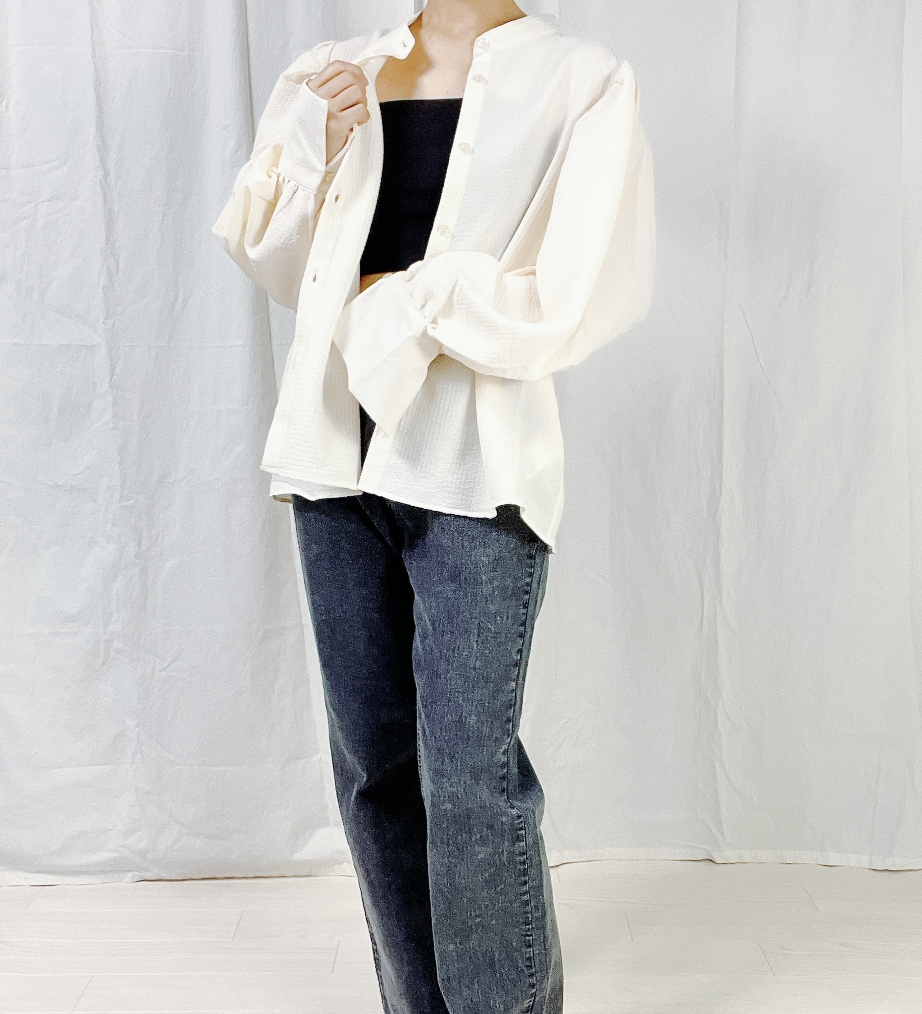 しまむらのおすすめファッションアイテム「ソデタックブラウスナガ」のコーディネート