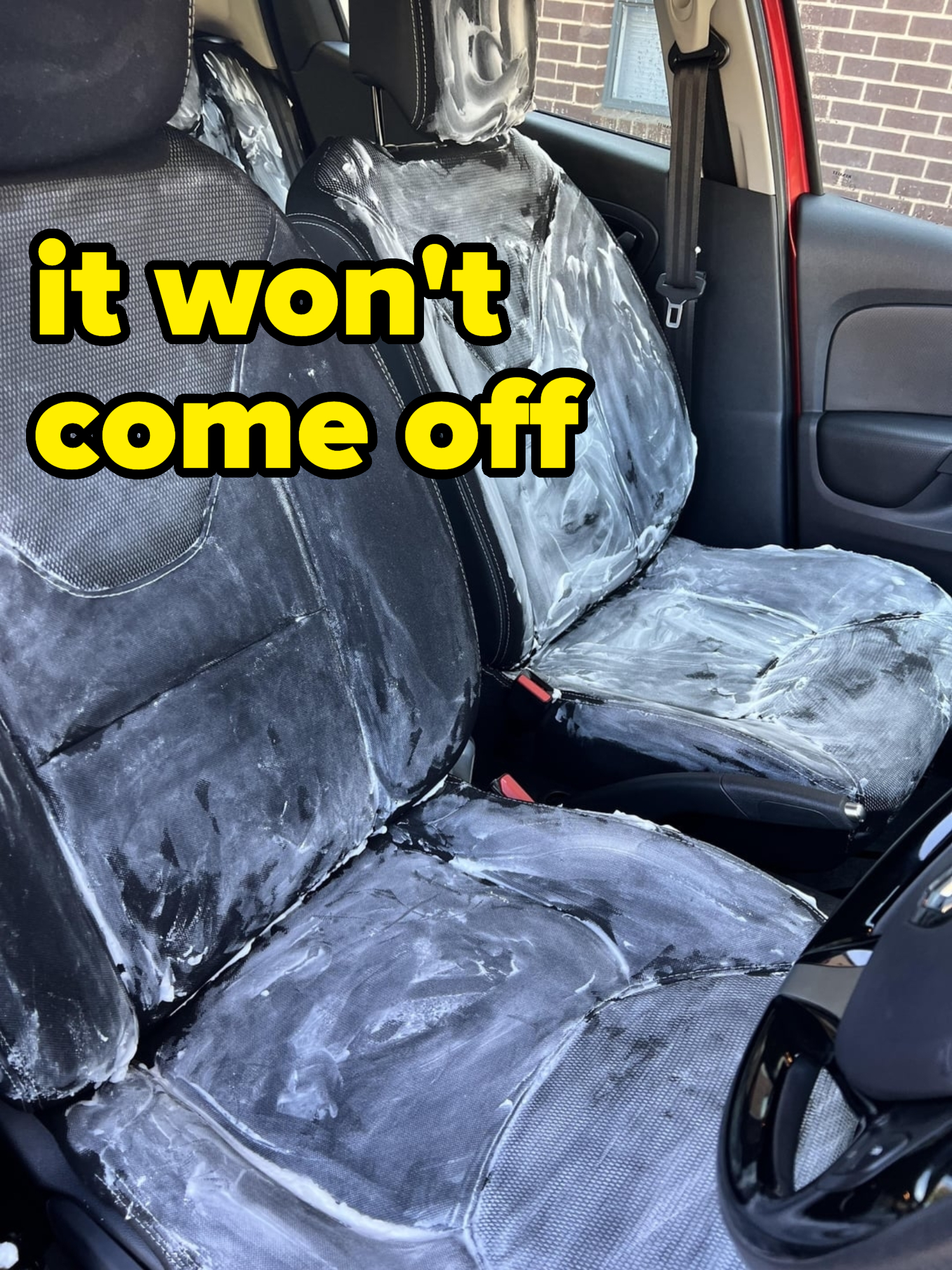Car seats covered in a shaving gel that can't be cleaned