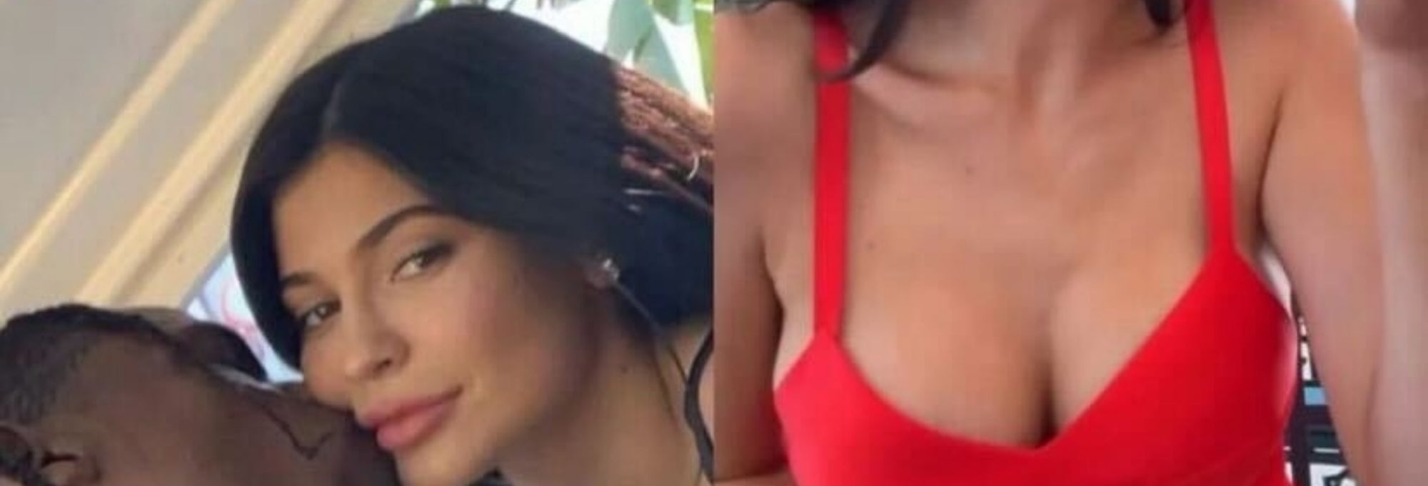 Kylie Jenner with Travis Scott in the first image; Kylie Jenner in the second image eating. Text below mentions relationship status and followers&#x27; comments