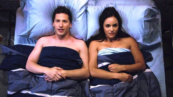 Andy Samberg and Melissa Fumero in "Brooklyn Nine-Nine"