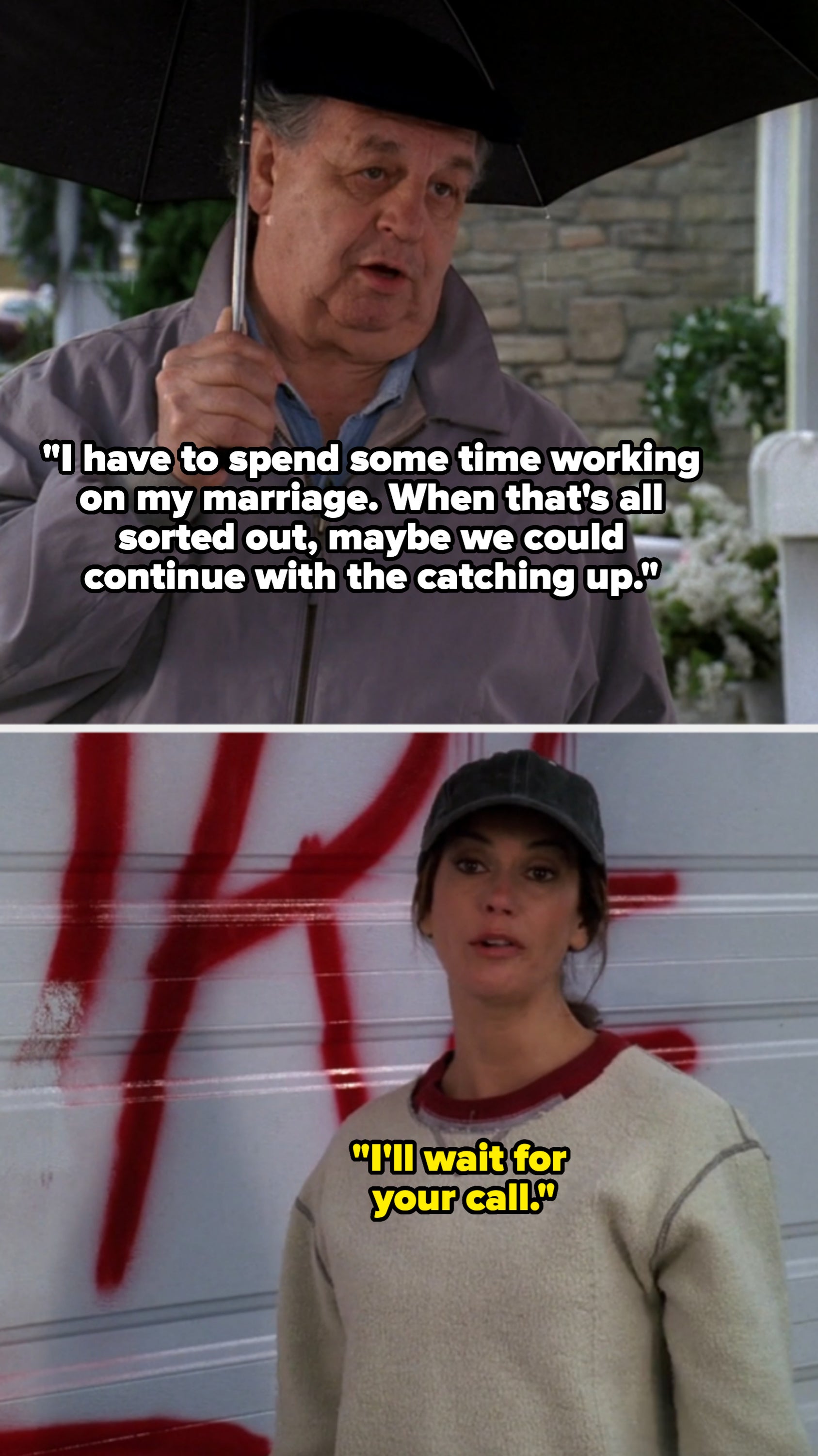John Goodman holds an umbrella successful  the apical  image. In the bottommost  image, Sandra Bullock wears a casual outfit and a shot   headdress  with graffiti connected  the partition  down  her