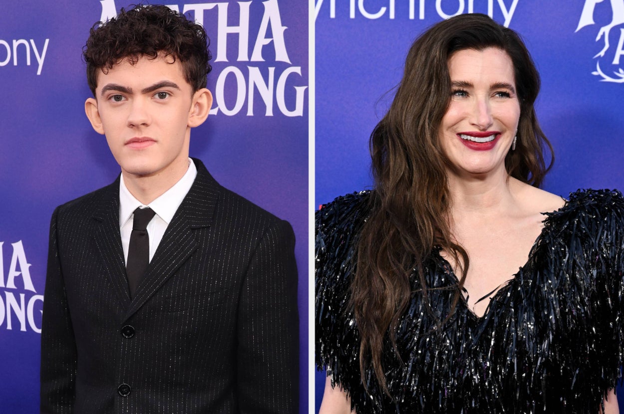 Joe Locke and Kathryn Hahn on the red carpet for "Agatha All Along"