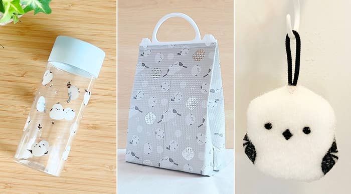 キャンドゥのおすすめアイテム「ドリンクボトル シマエナガ柄」「保冷保温アルミバッグS シマエナガGY」「キラキラキッチンスポンジシマエナガ」