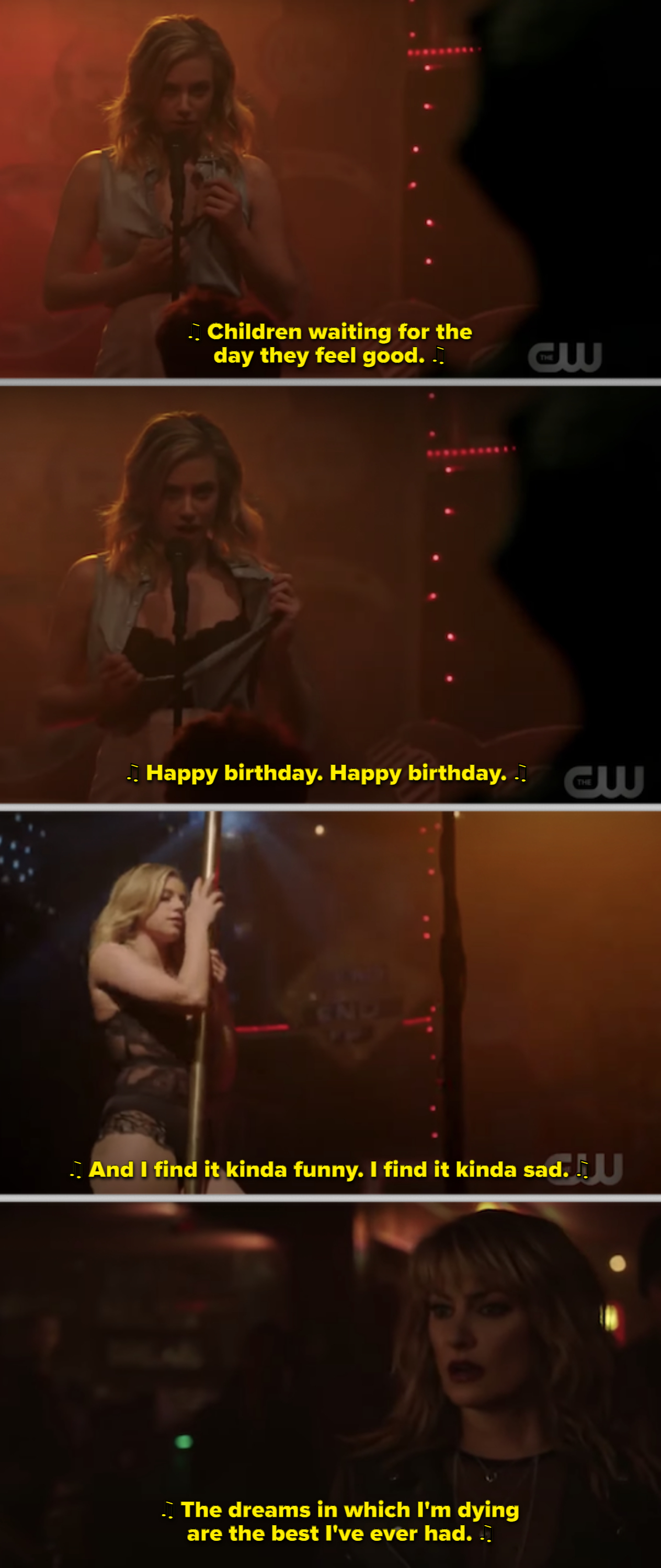 Betty performing at the bar