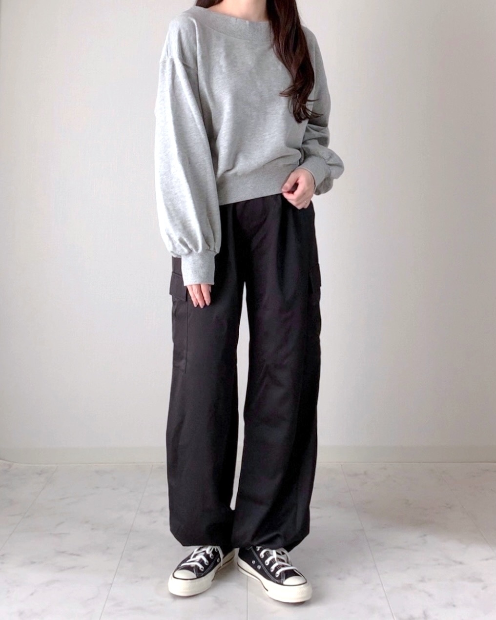 しまむらのおすすめファッションアイテム「MAN＊サテンカーゴパンツ」