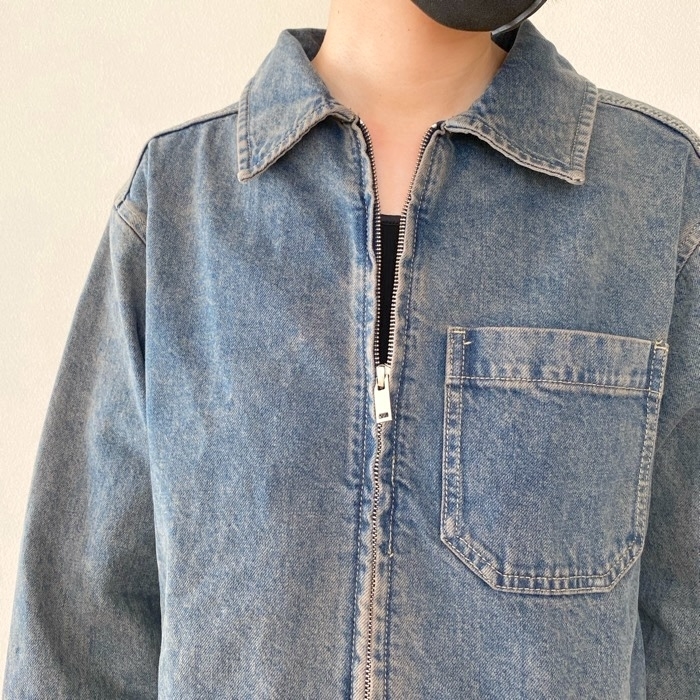 ●希少●完売商品●【新品】GU デニムジップアップブルゾン67ブルーXLサイズ GU公式 | デニムジップアップブルゾン(セットアップ可能)