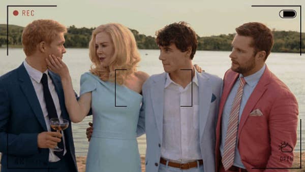 Greer Winbury and her three sons pose for a photo in Netflix&#x27;s &quot;The Perfect Couple&quot;