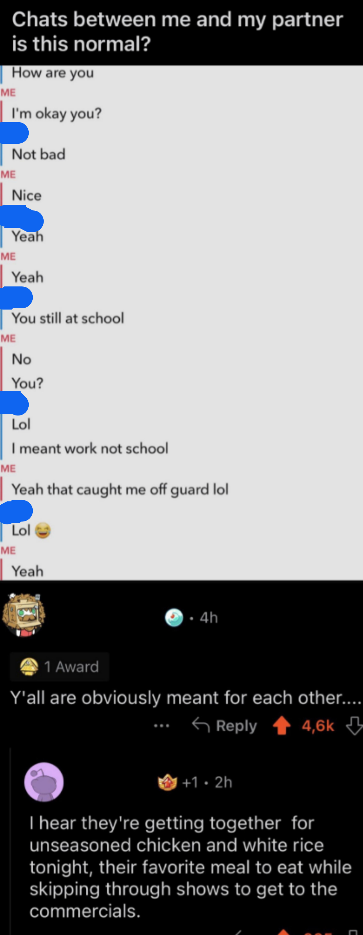 "I hear they're getting together for unseasoned chicken and white rice tonight&hellip;"