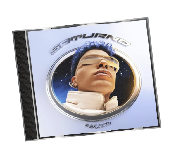 Portada del álbum "Saturno" de Rauw Alejandro, donde aparece con gafas futuristas y peinado moderno