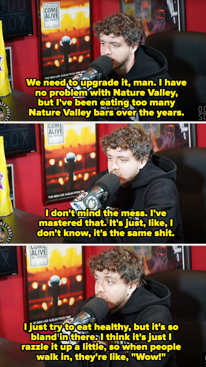 Jack Harlow says he's eaten too many Nature Valley bars, so it's time to "razzle it up" to impress people