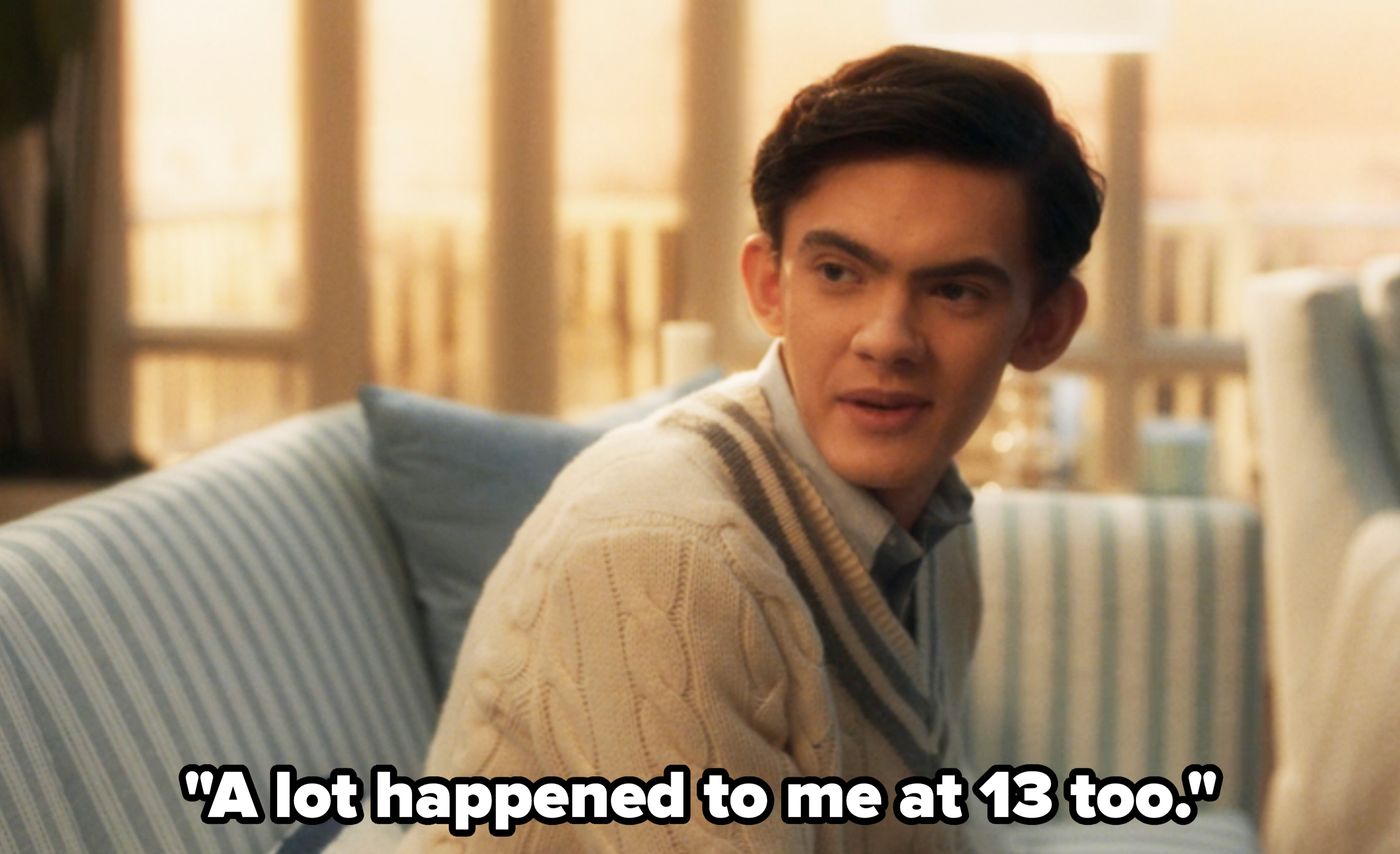 Teen in a scene from Agatha All Along saying "A lot happened to me at 13 too"