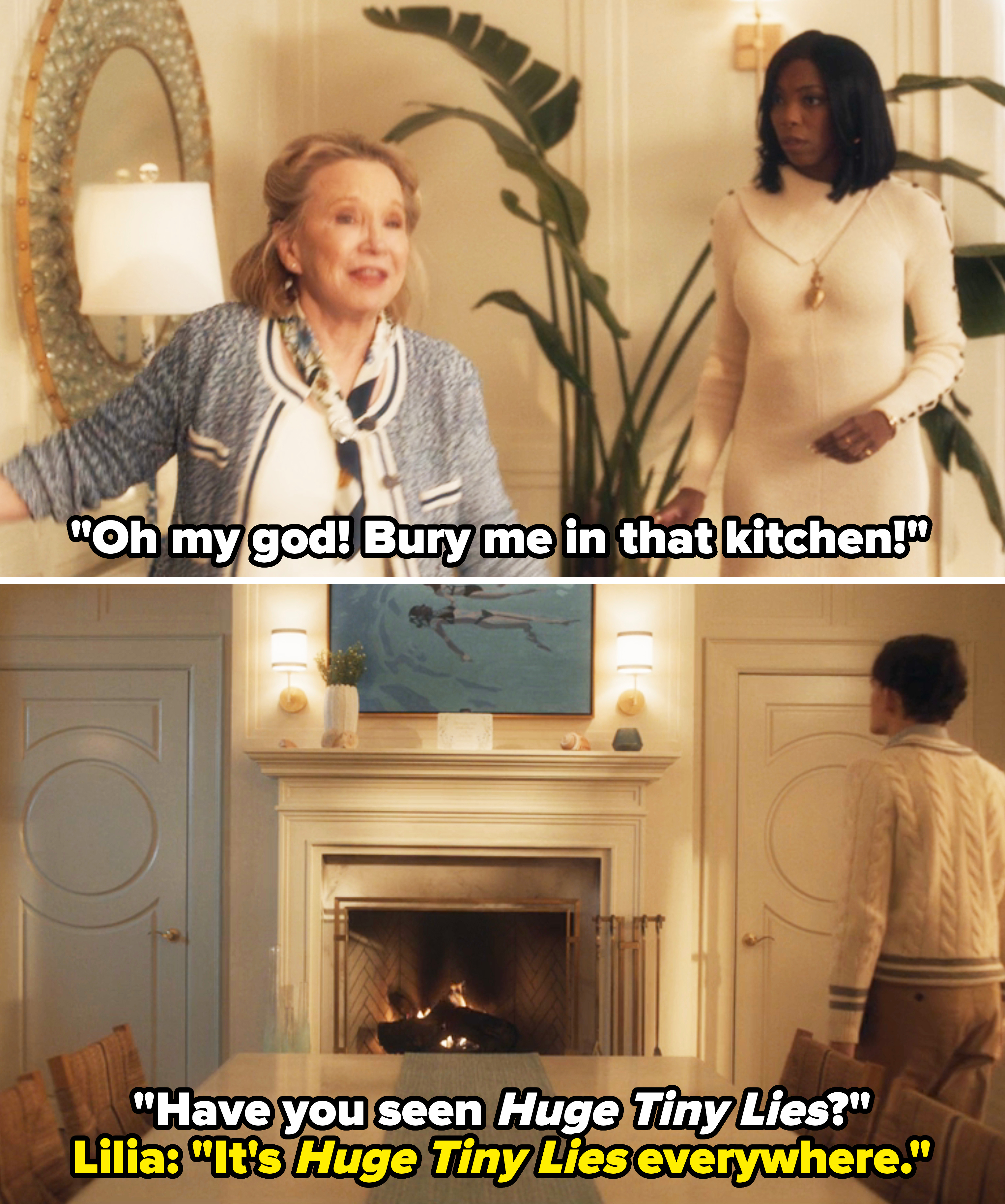 Sharon in Agatha All Along asking, "Have they seen Huge Tiny Lies?"