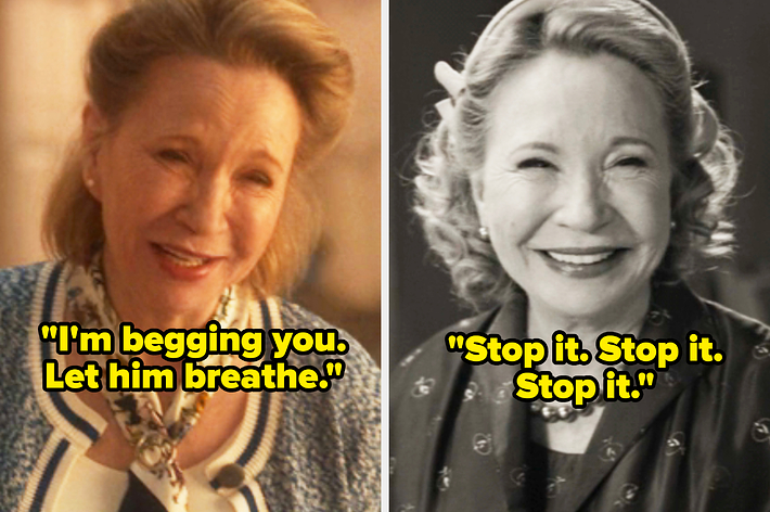 Left: "Wanda, I'm begging you. Let him breathe." Right: "Stop it. Stop it. Stop it." Both being said from Debra Jo Rupp in "Agatha All Along" and "WandaVision"