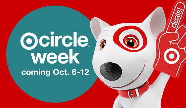 Target's mascot promotes Circle Week, held from October 6–12; the event highlights deals and discounts