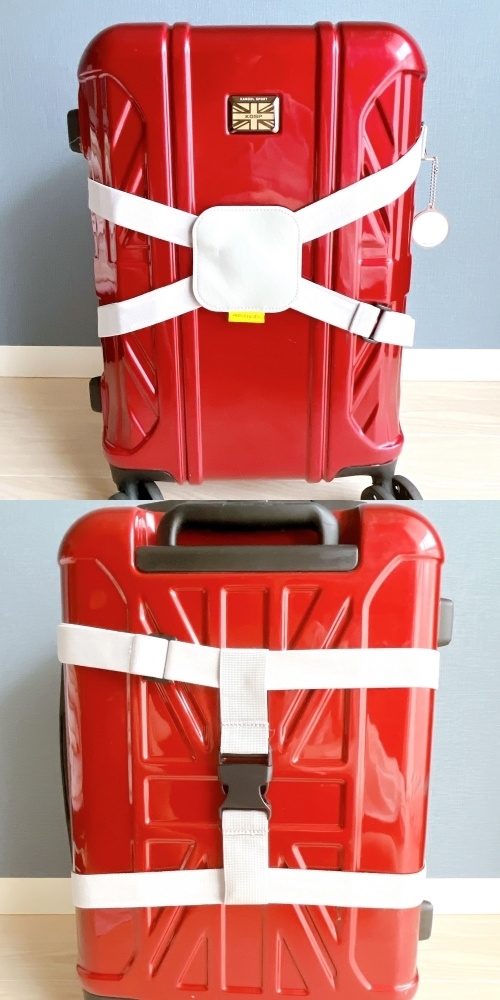 3COINSのオススメのグッズ「キャリーケースベルト／地球の歩き方」