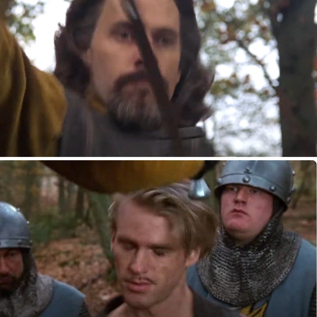 Elwes is knocked out by a sword