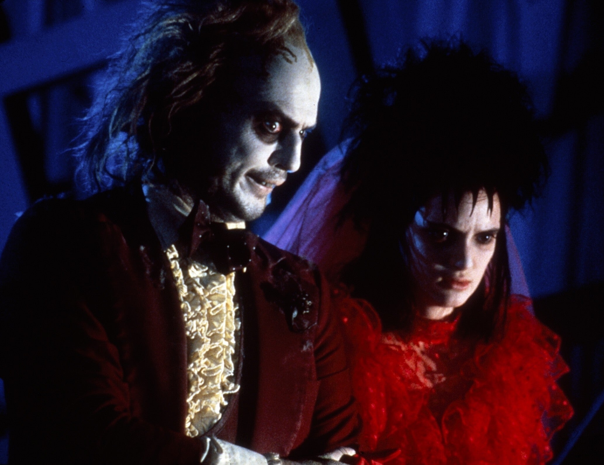 Michael Keaton and Winona Ryder as Beetlejuice and Lydia Deetz during the wedding scene in the original 1988 movie