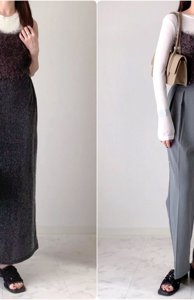 しまむらのオススメアイテム「ラメフェザーニットビスチェ」