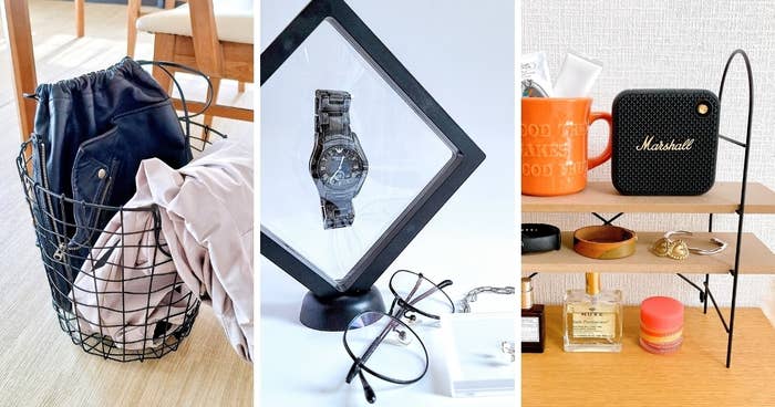 ダイソーのおすすめ雑貨「ワイヤークラフトバスケット（丸形）」「ディスプレイフレーム（14cm×14cm）」「折りたたみキッチンラック」