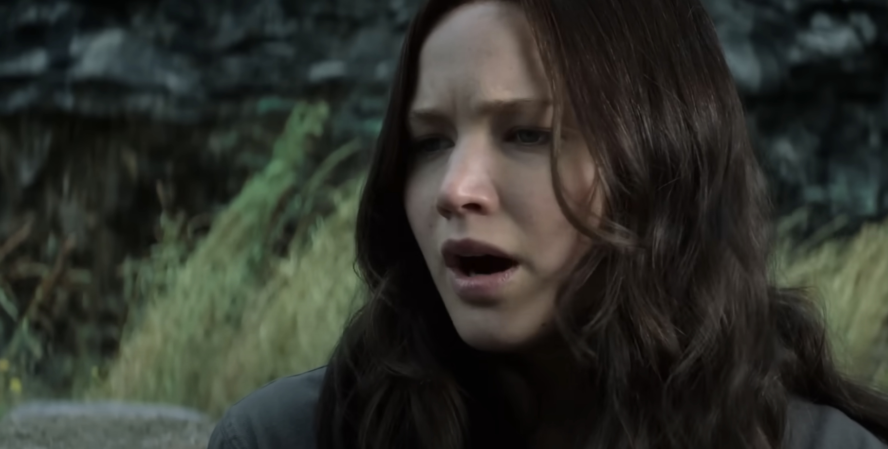 Jennifer Lawrence appears distressed in an outdoor scene