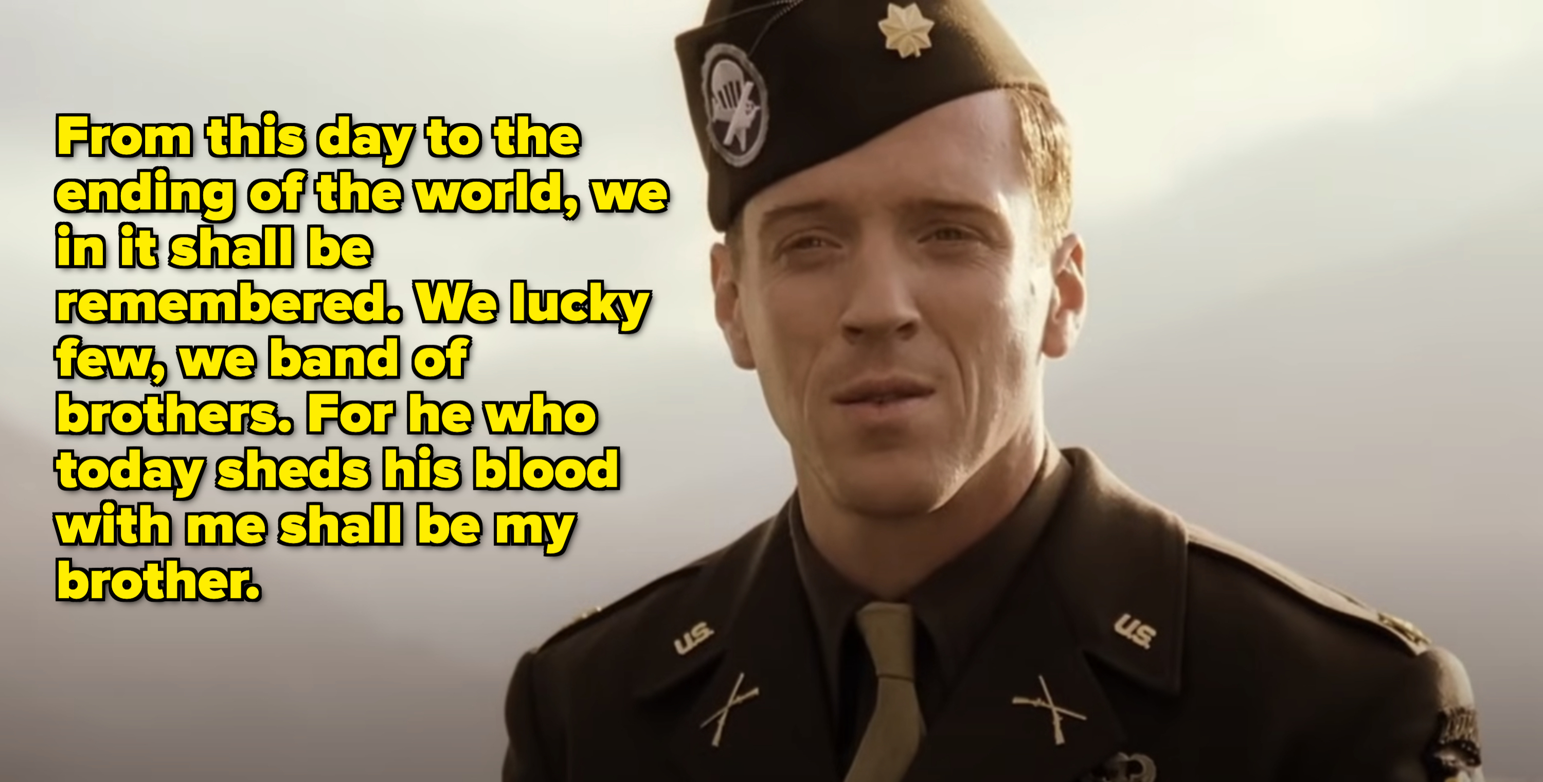 Damian Lewis as Major Richard Winters in a military uniform from a scene in the TV series "Band of Brothers"